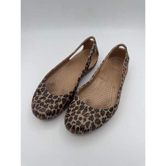 Crocs Kadee Thea Ballet Flats Womens 9 Leopard Animal Print Casual Shoes - Picture 1 of 3